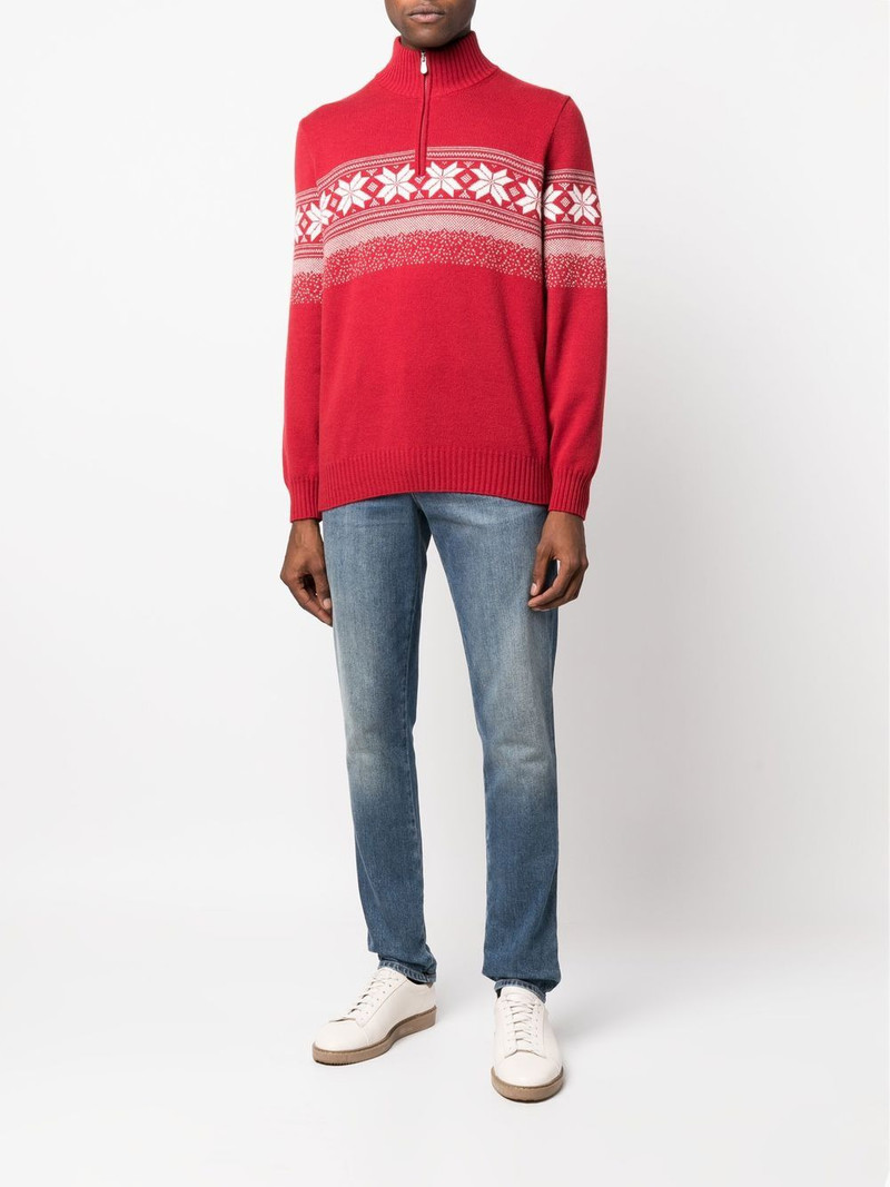 Brunello Cucinelli Fair Isle zip-neck jumper outlook
