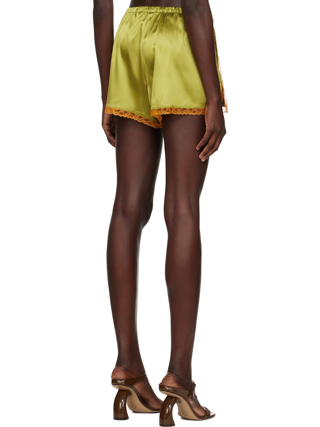 Green Silk Mini Shorts - 3