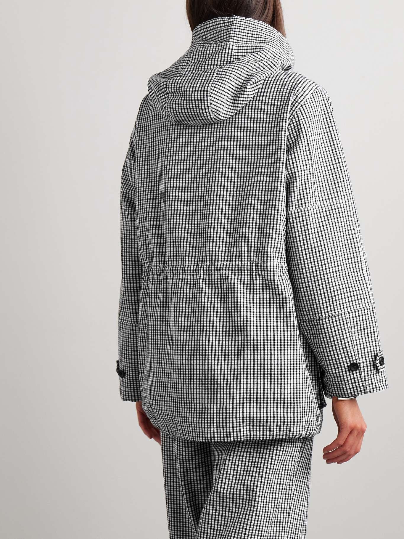 Nina hooded gingham cotton and linen-blend jacket - 4
