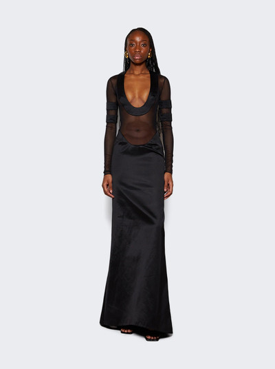 LaQuan Smith Scoop Neck Gown With Satin Trim Black outlook