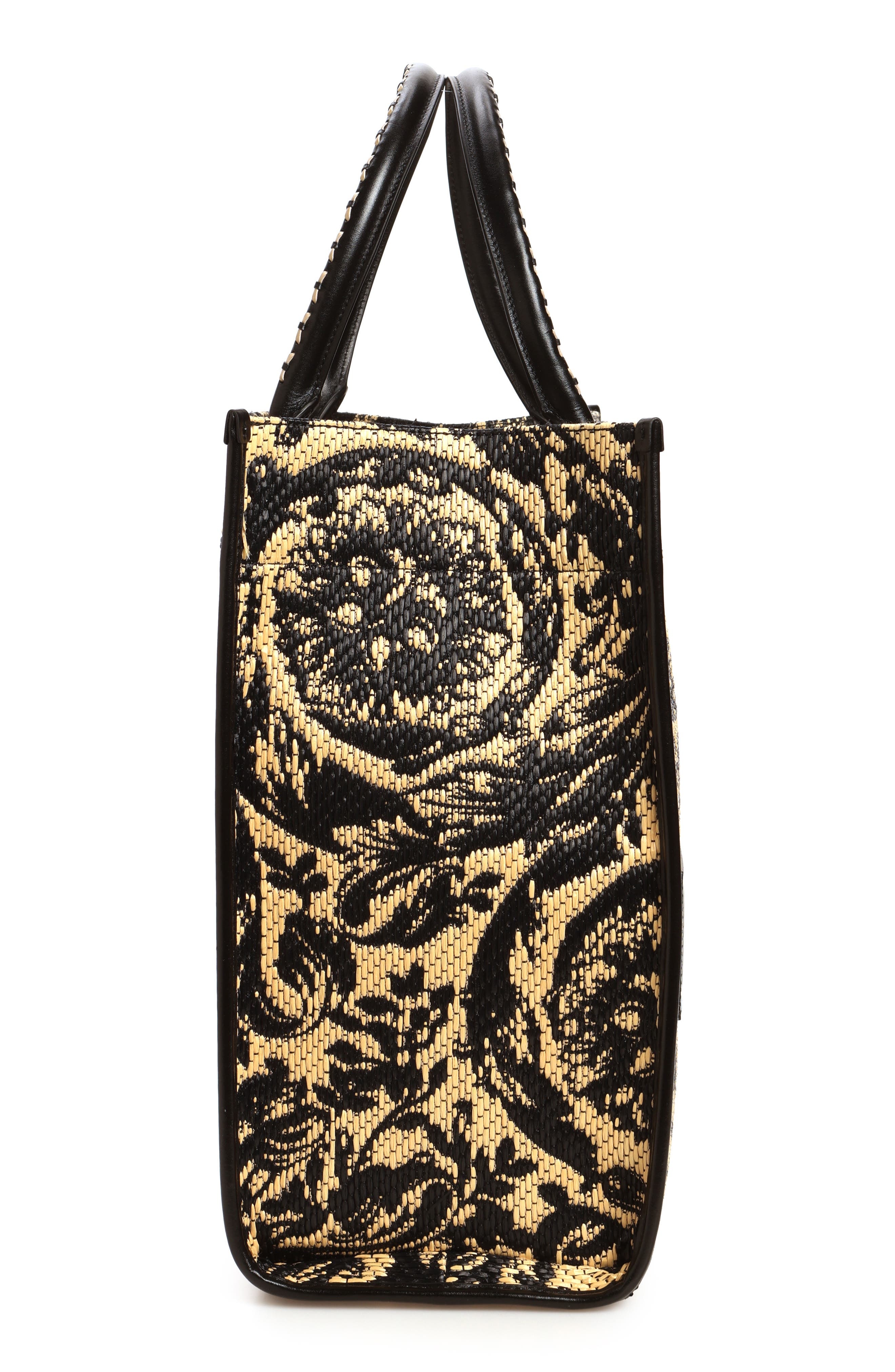 Versace Extra Large Athena Barocco Raffia Tote in Multicolor Black-Versace Gold at Nordstrom - 5