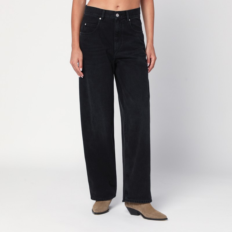 Faded-effect black jeans - 1