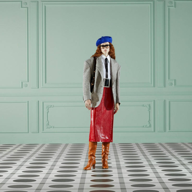 GUCCI Python print leather skirt outlook