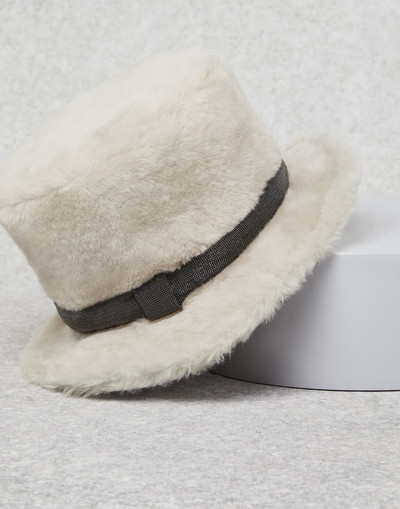 Brunello Cucinelli Soft shearling top hat with precious band outlook