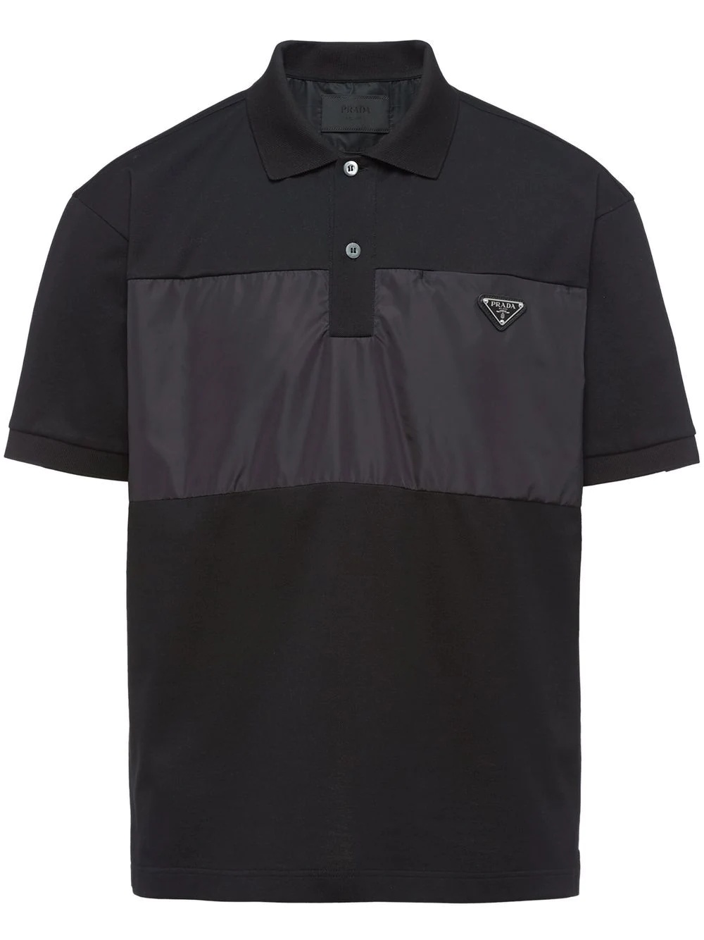 triangle-logo panelled polo shirt - 1