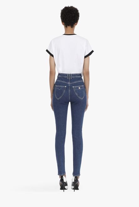 Skinny high-waisted light blue jeans - 3