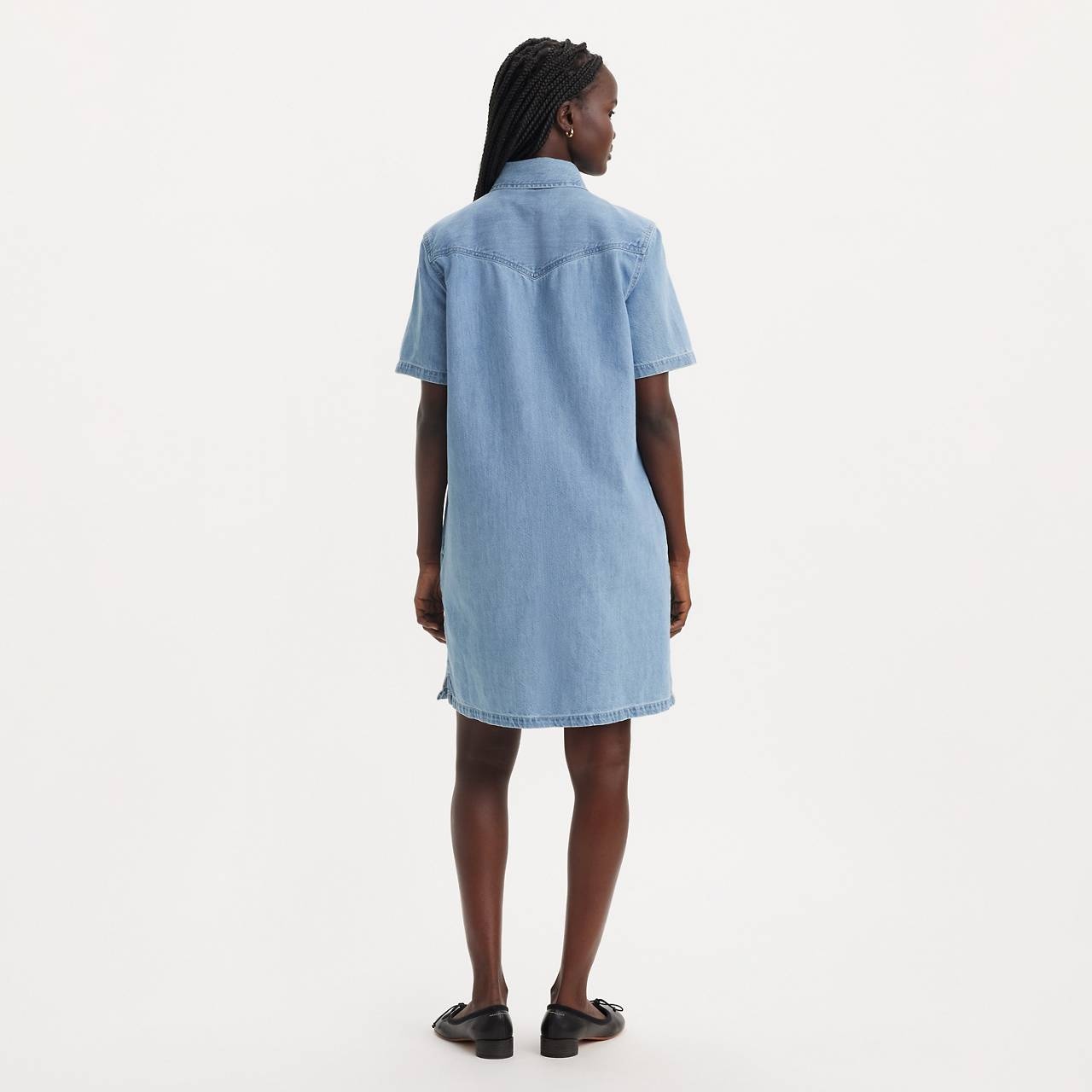 LOUISA SHORT SLEEVE DENIM DRESS - 4