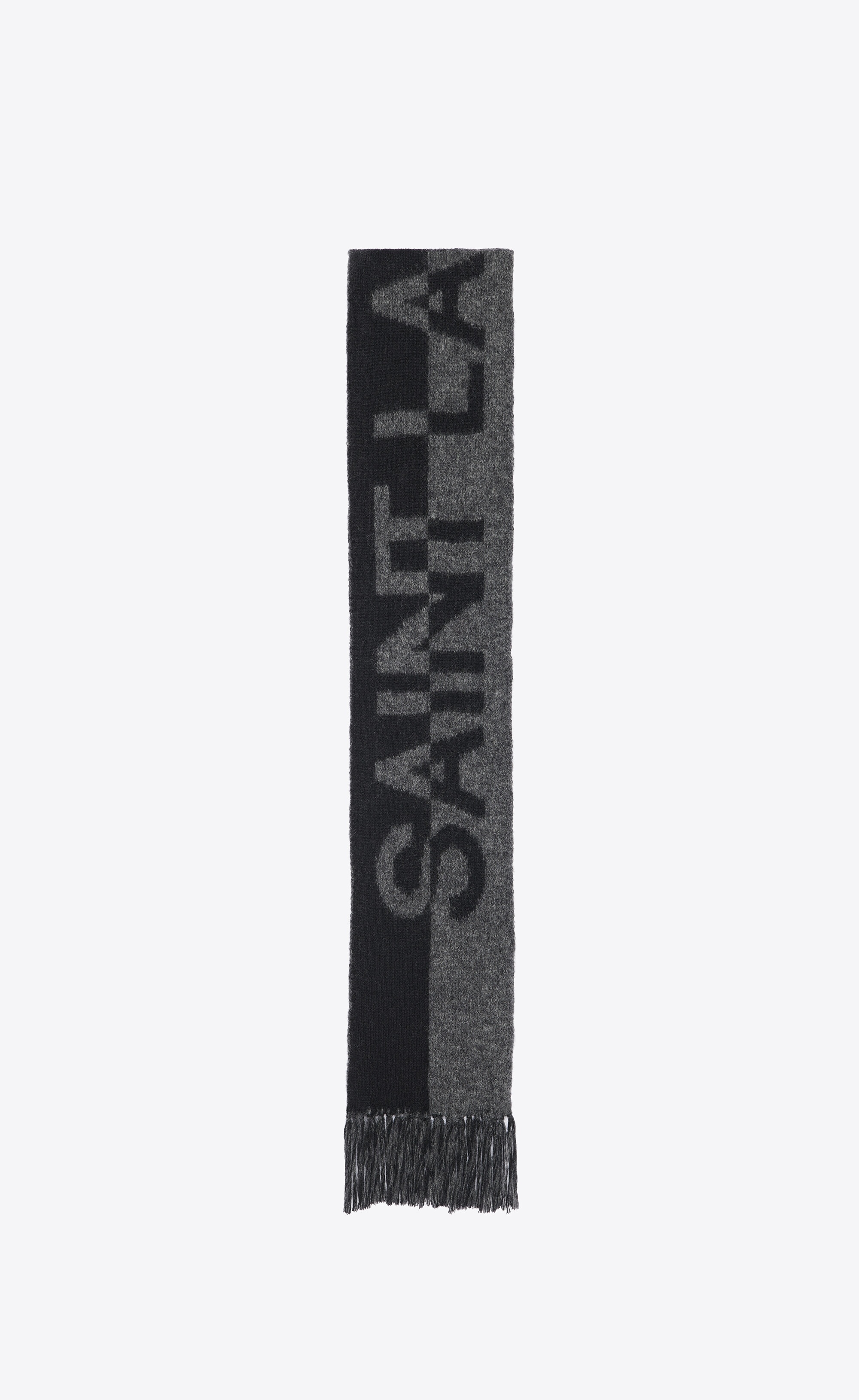 signature saint laurent scarf in wool knit - 1