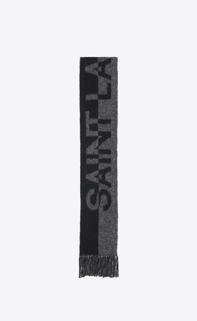 signature saint laurent scarf in wool knit - 1