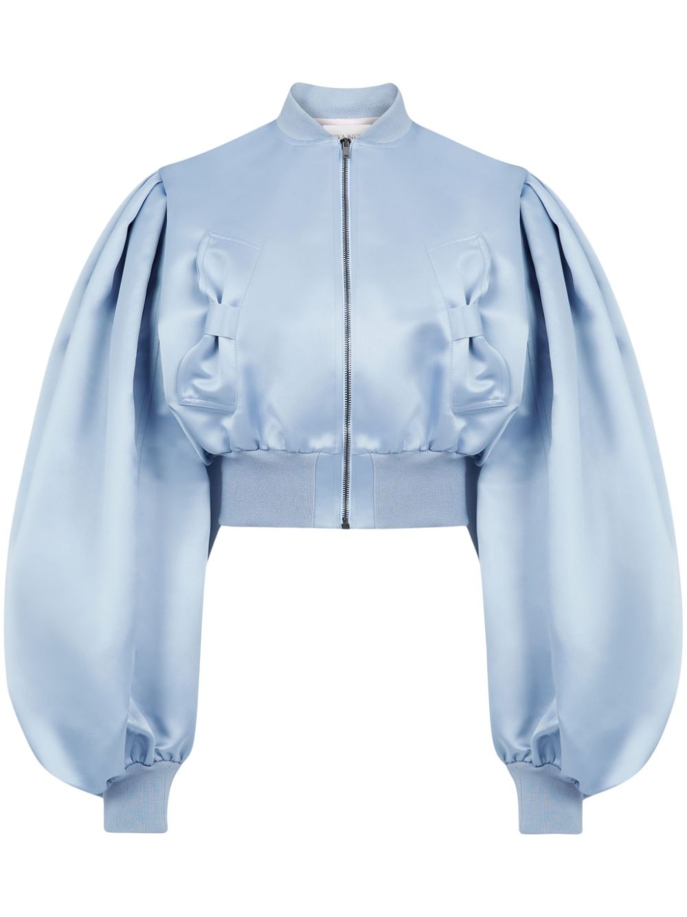 cropped satin bomber jacket - 1