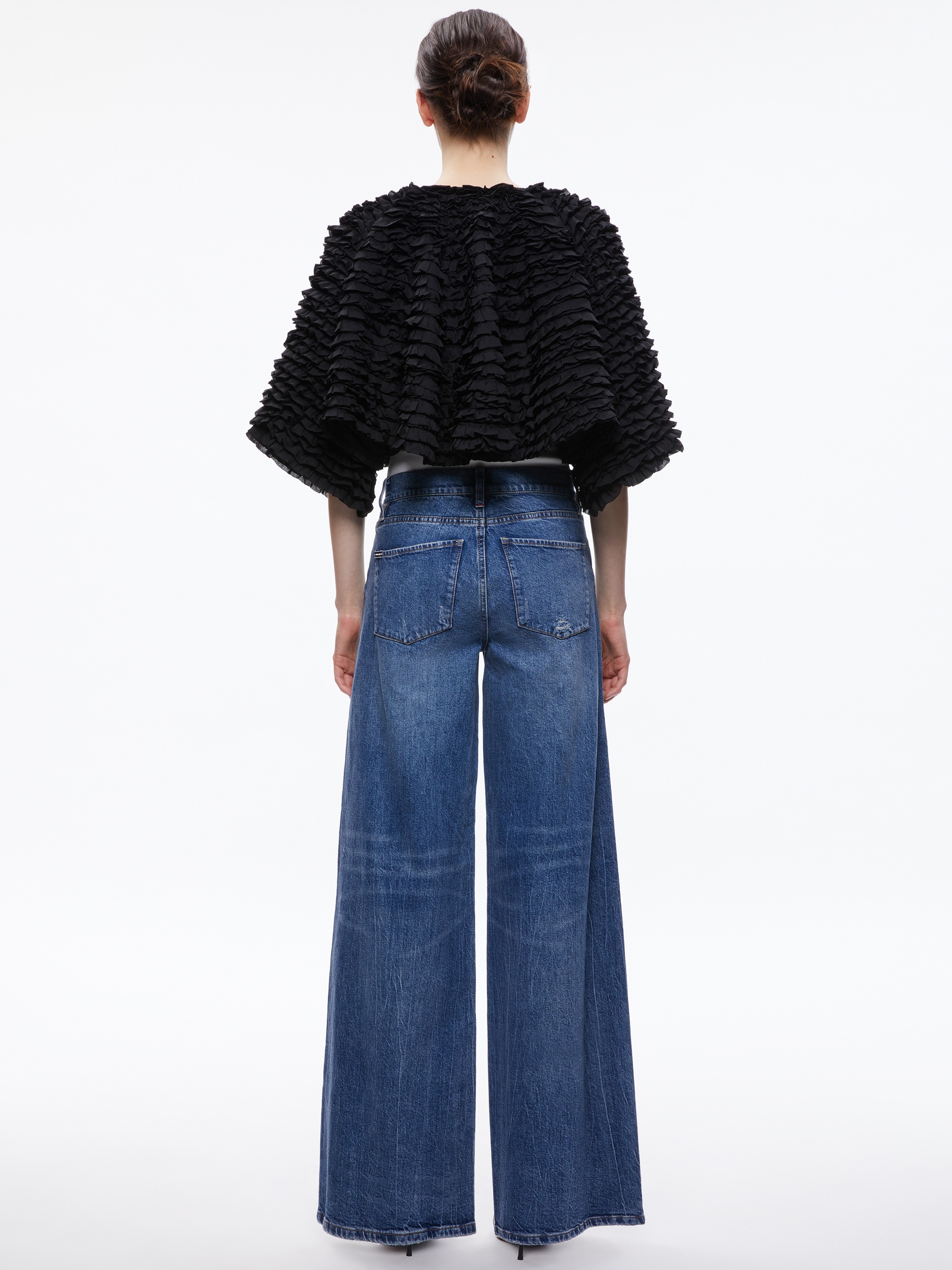 LOREE RUFFLE TIE FRONT CROPPED JACKET - 3