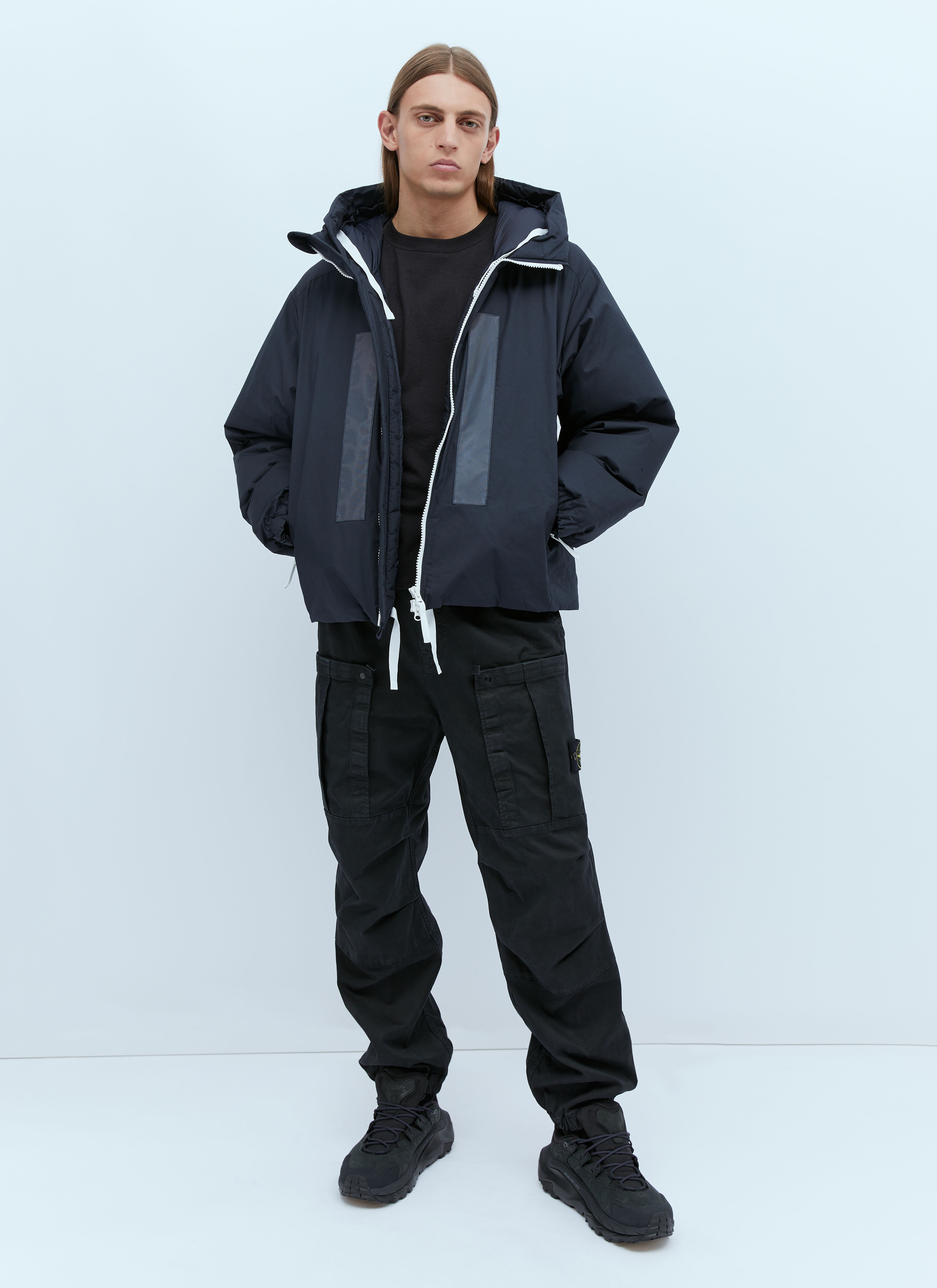 Stone Island 424X2 STONE ISLAND MARINA_RUBBER WAX POPLIN DOWN BLUE