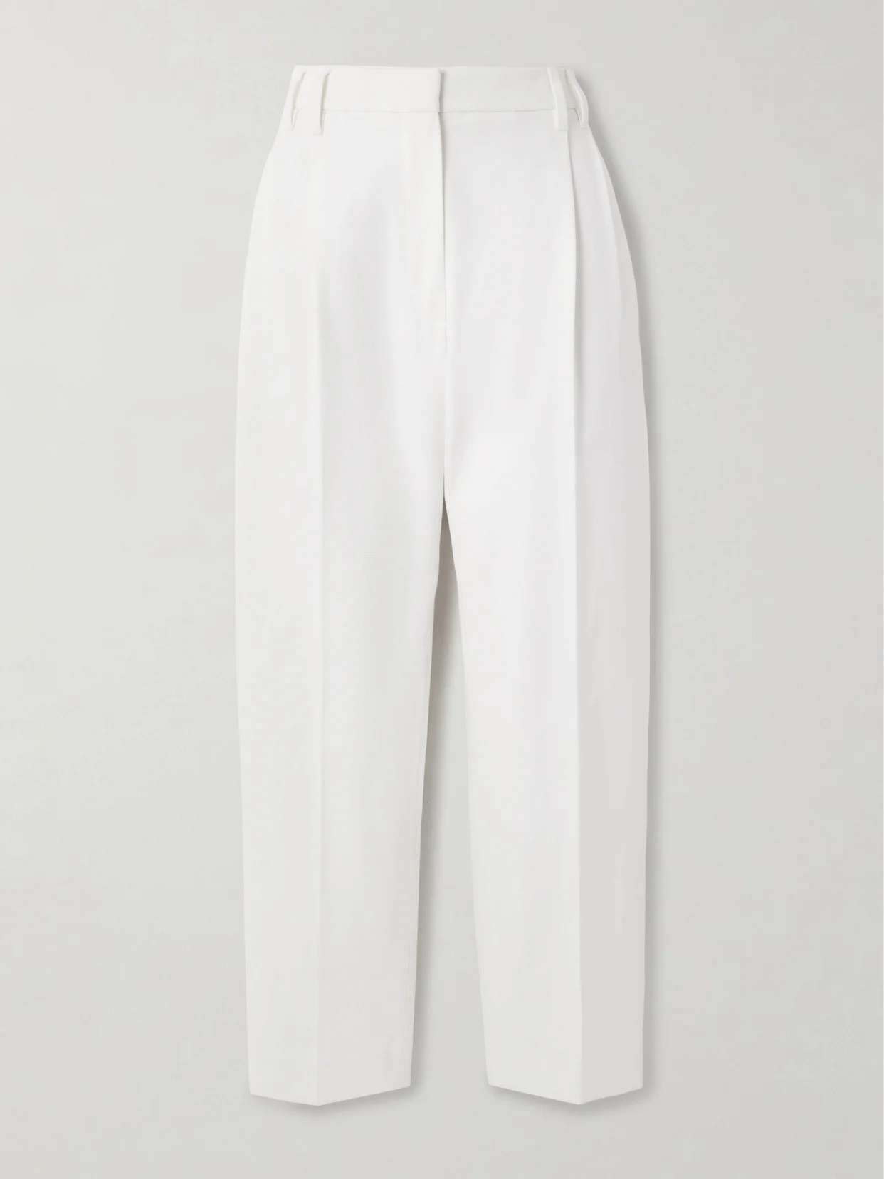Pleated Cotton-blend Twill Tapered Pants - 1