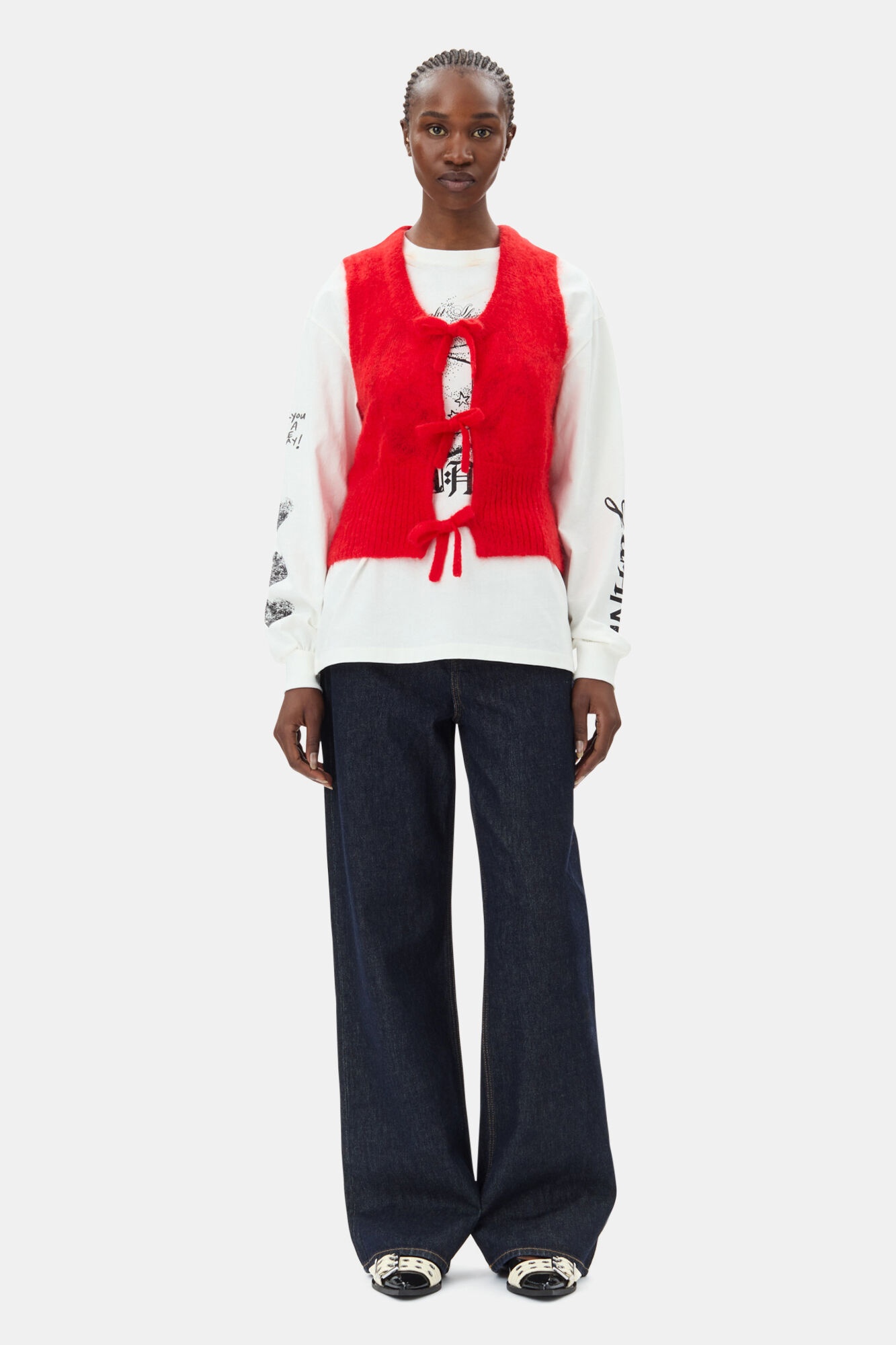RED TIE STRING VEST - 3