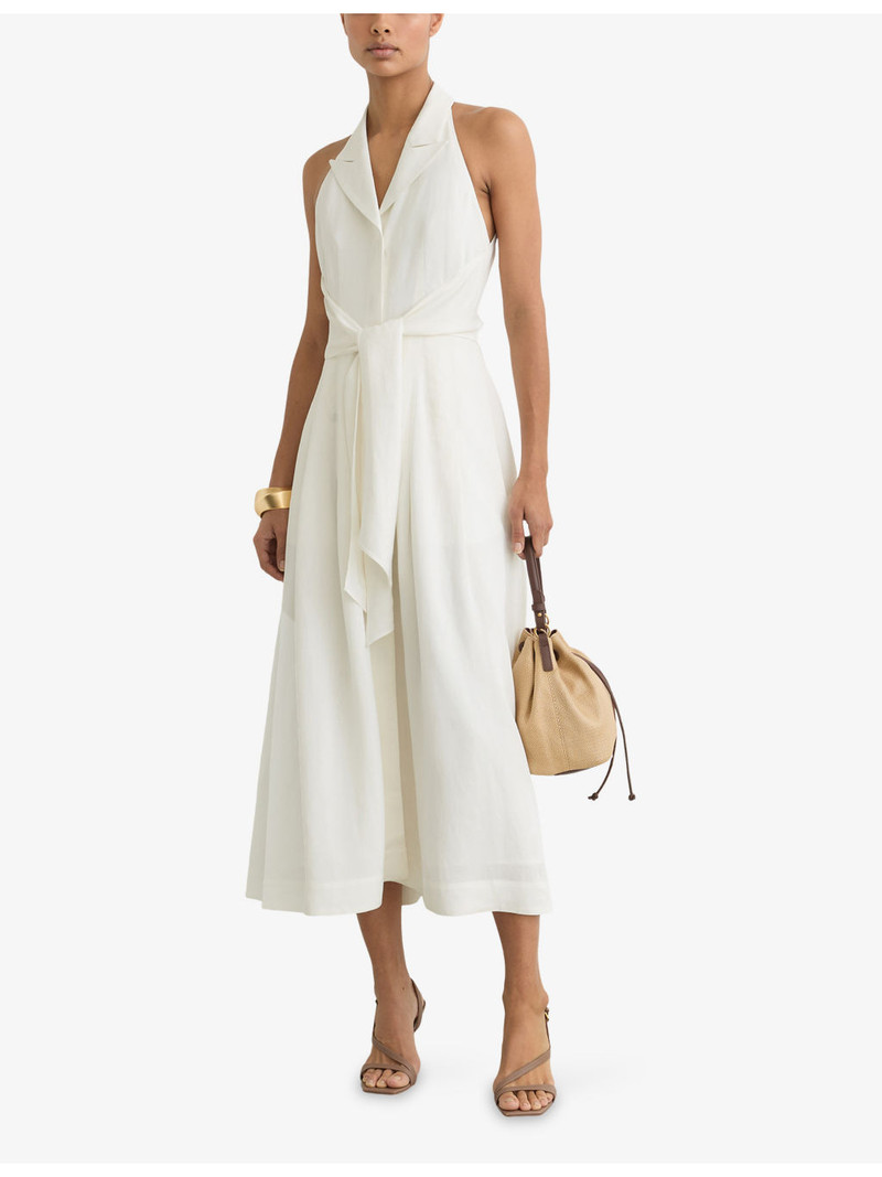 REISS Tor Halterneck Woven Midi Dress outlook