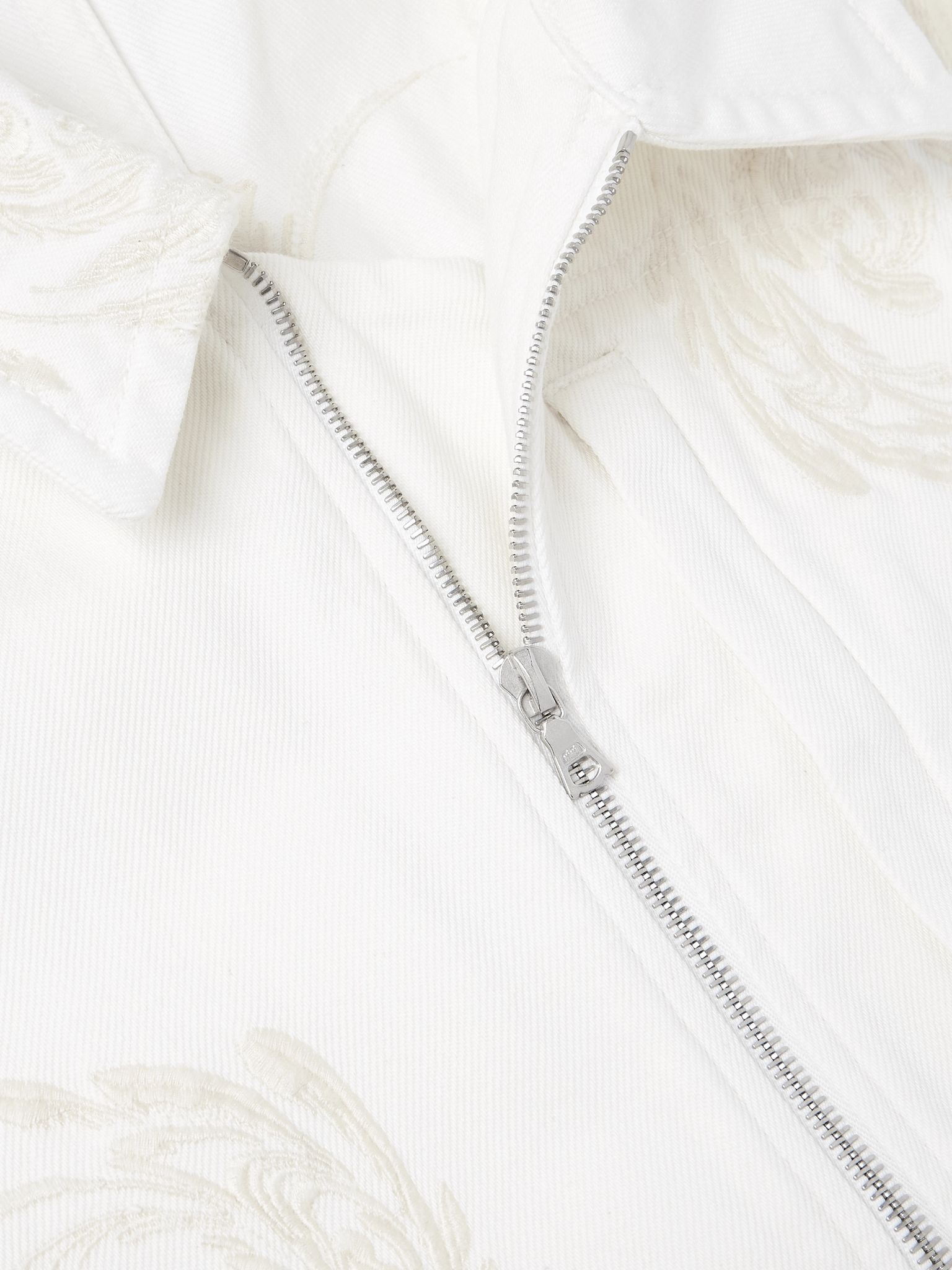 Embroidered Denim Jacket White - 4