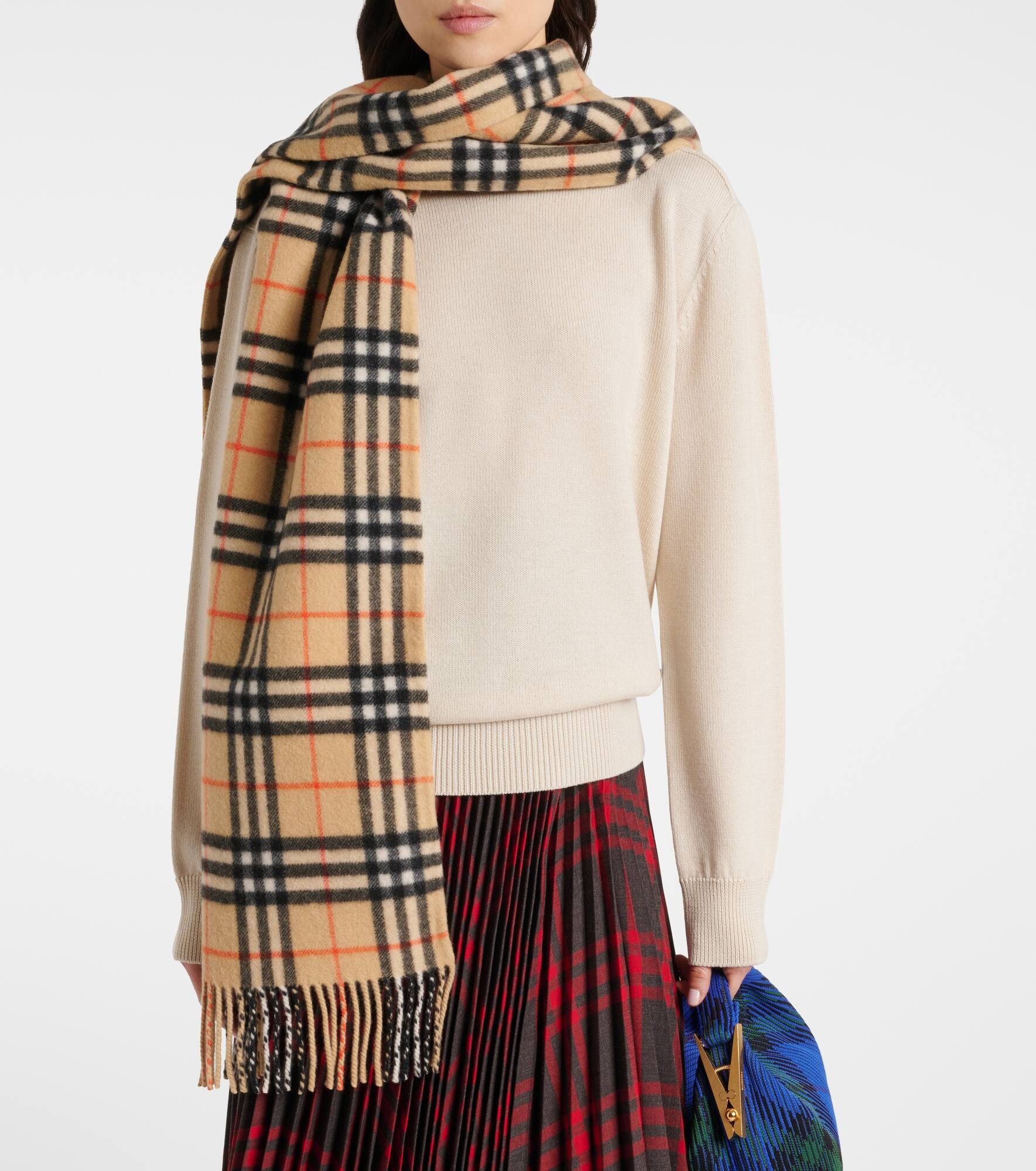 Burberry Check cashmere hooded scarf - 2