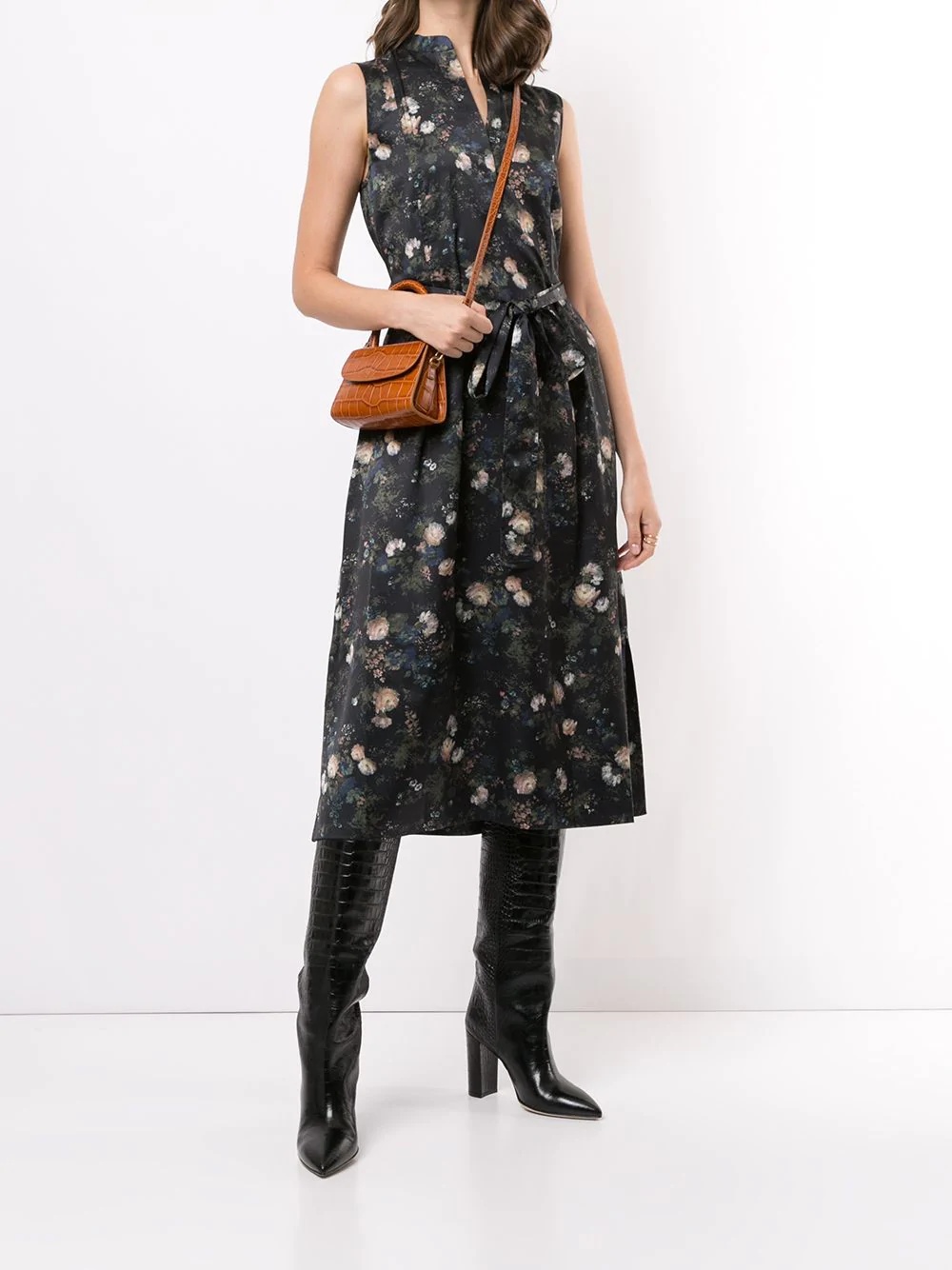 floral-print sleeveless dress - 2