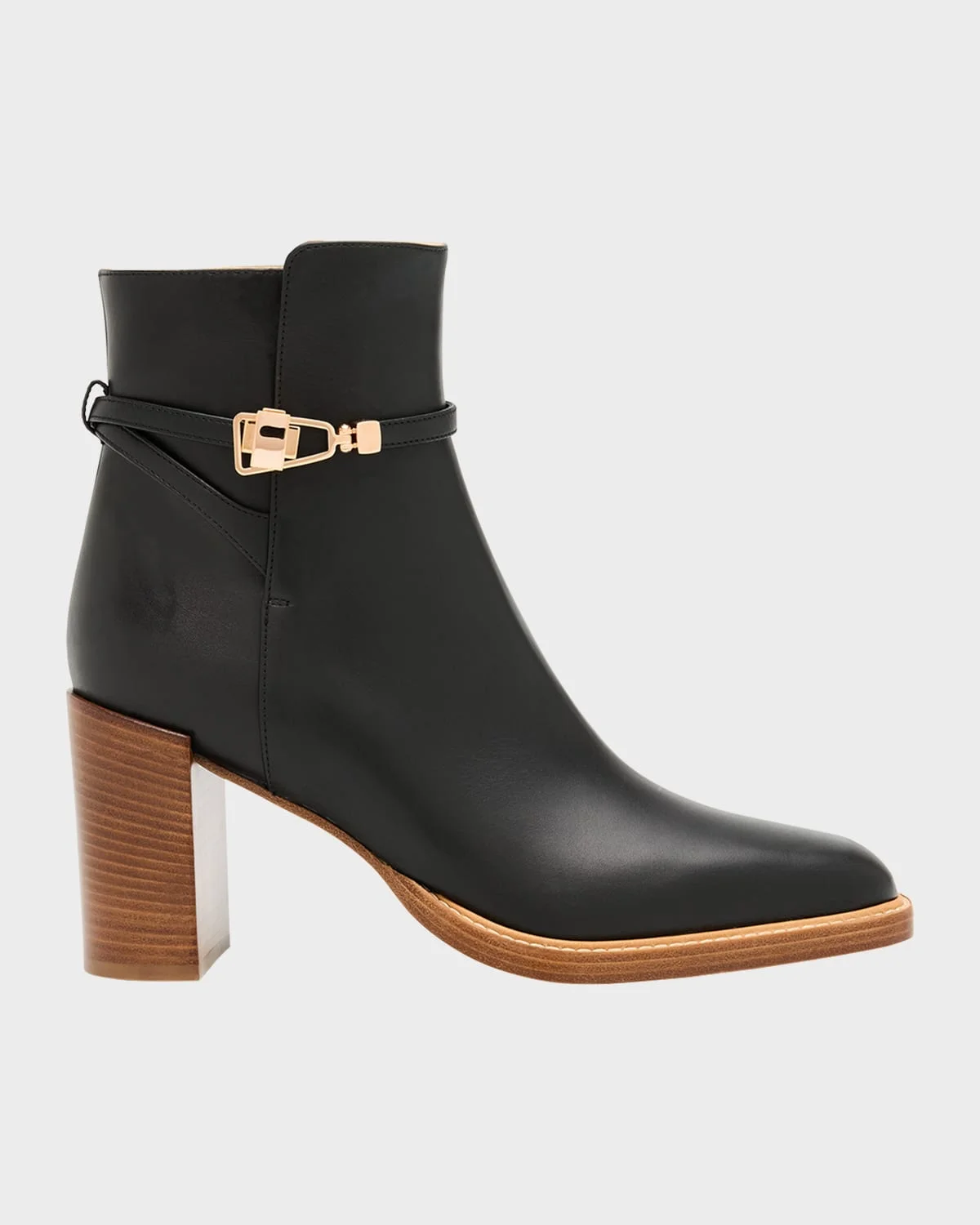 Nina Leather Clasp Ankle Boots - 1