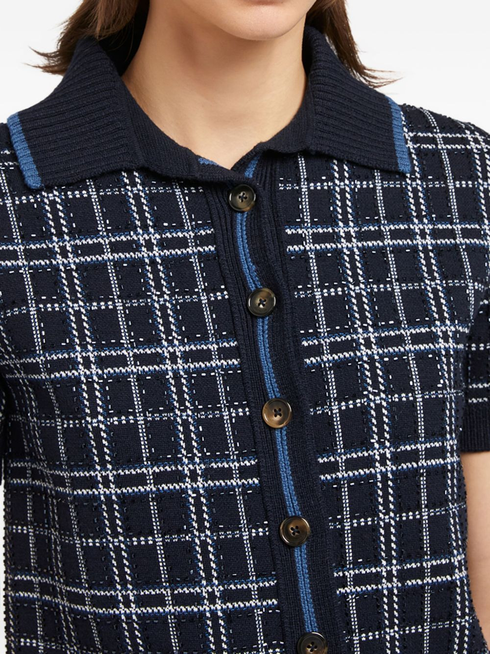 check-pattern short-sleeve top - 4