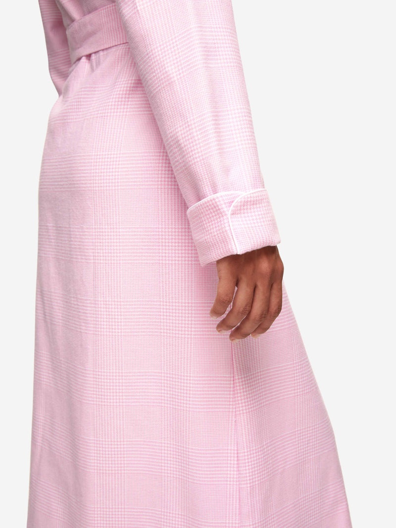 Women's Long Dressing Gown Kelburn 32 Brushed Cotton Pink - 7