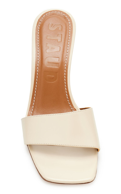 STAUD Billie Leather Wedge Sandals white outlook