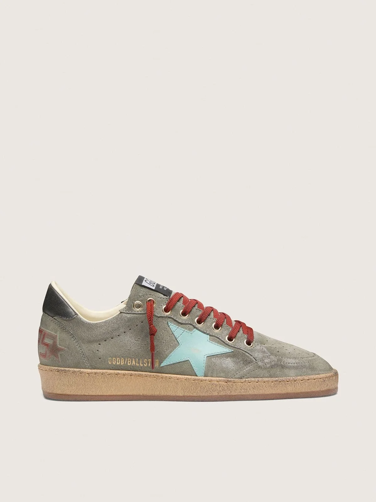 Men’s Ball Star in green suede with aqua-green star - 1