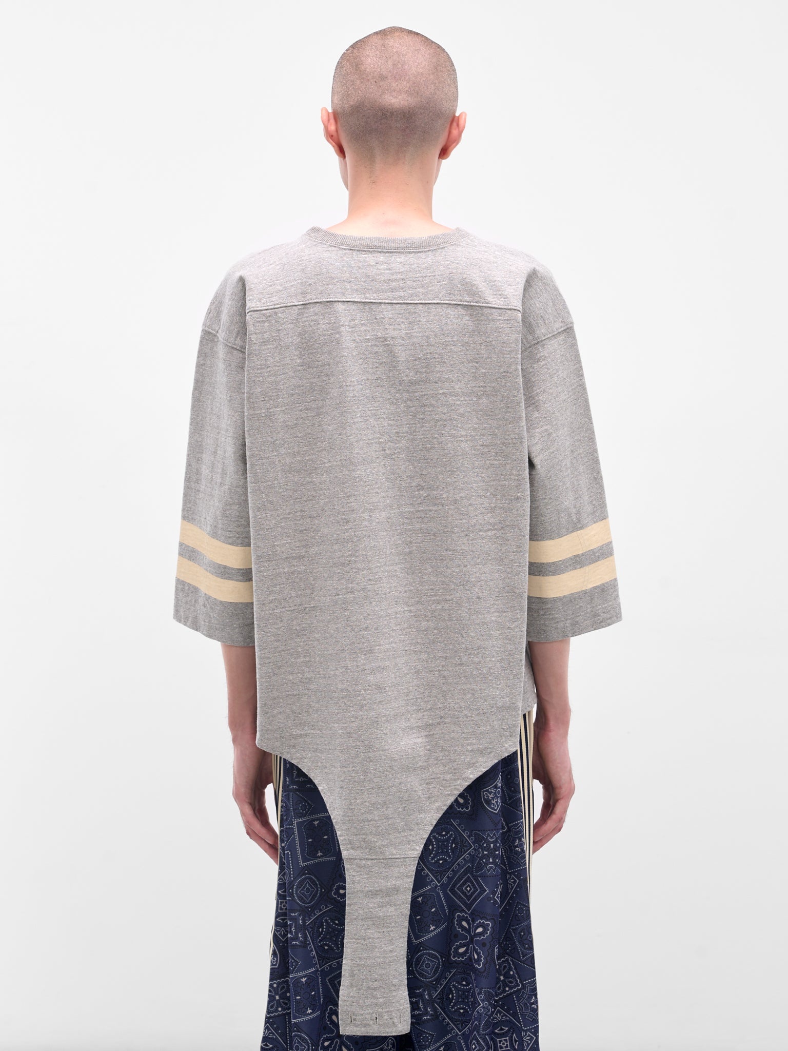 Gray Striped Bodysuit Hem Tee - 3