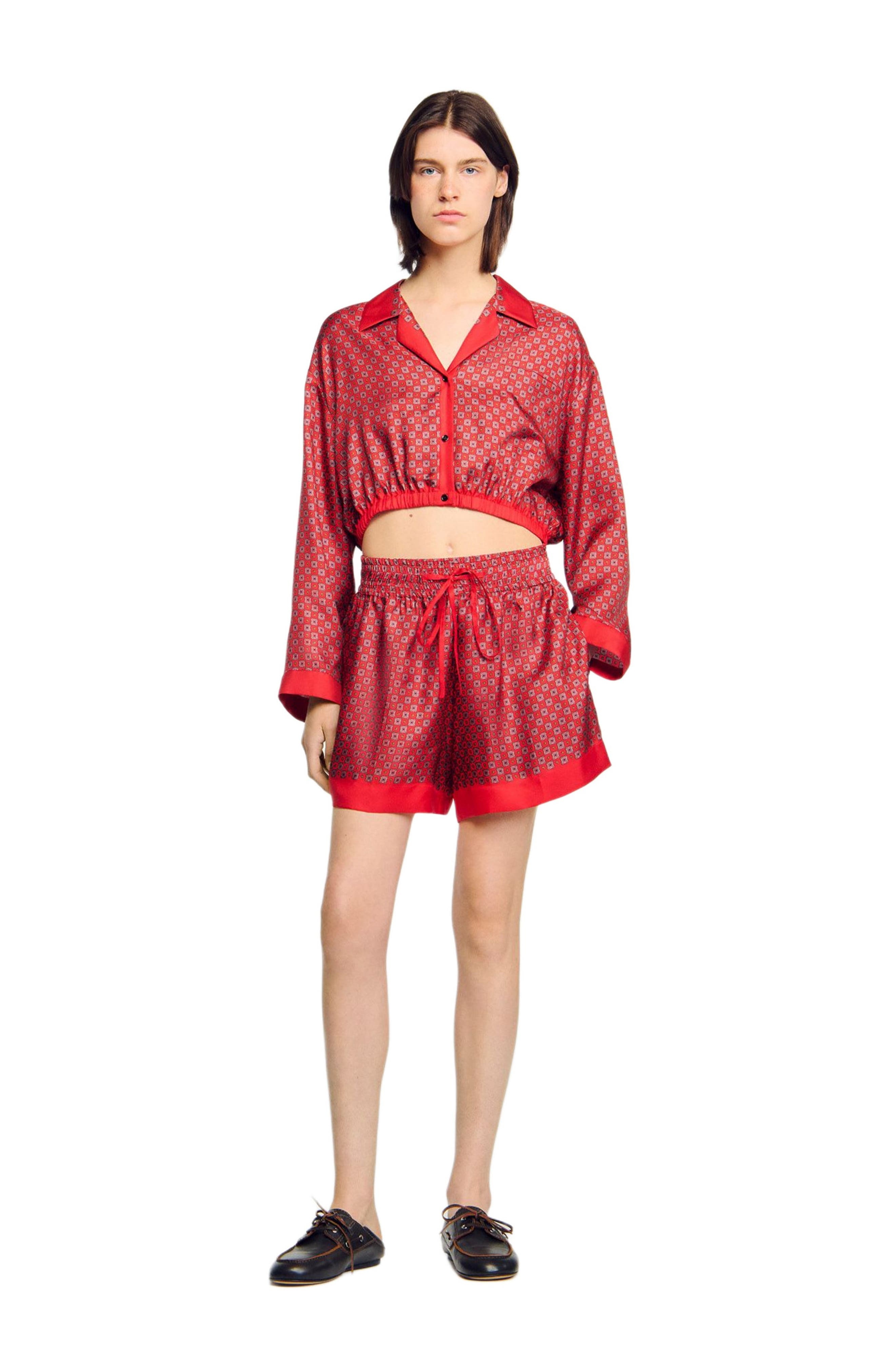 SANDRO Scarf print shorts in Red /Pink at Nordstrom - 6