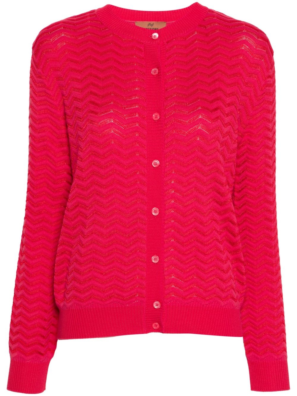 zigzag crochet-knit cardigan - 1