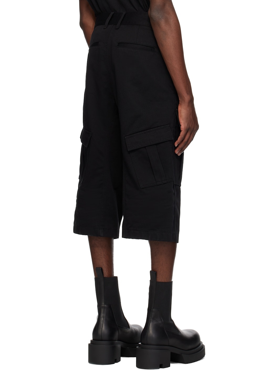 Black Chino Cargo Shorts - 3