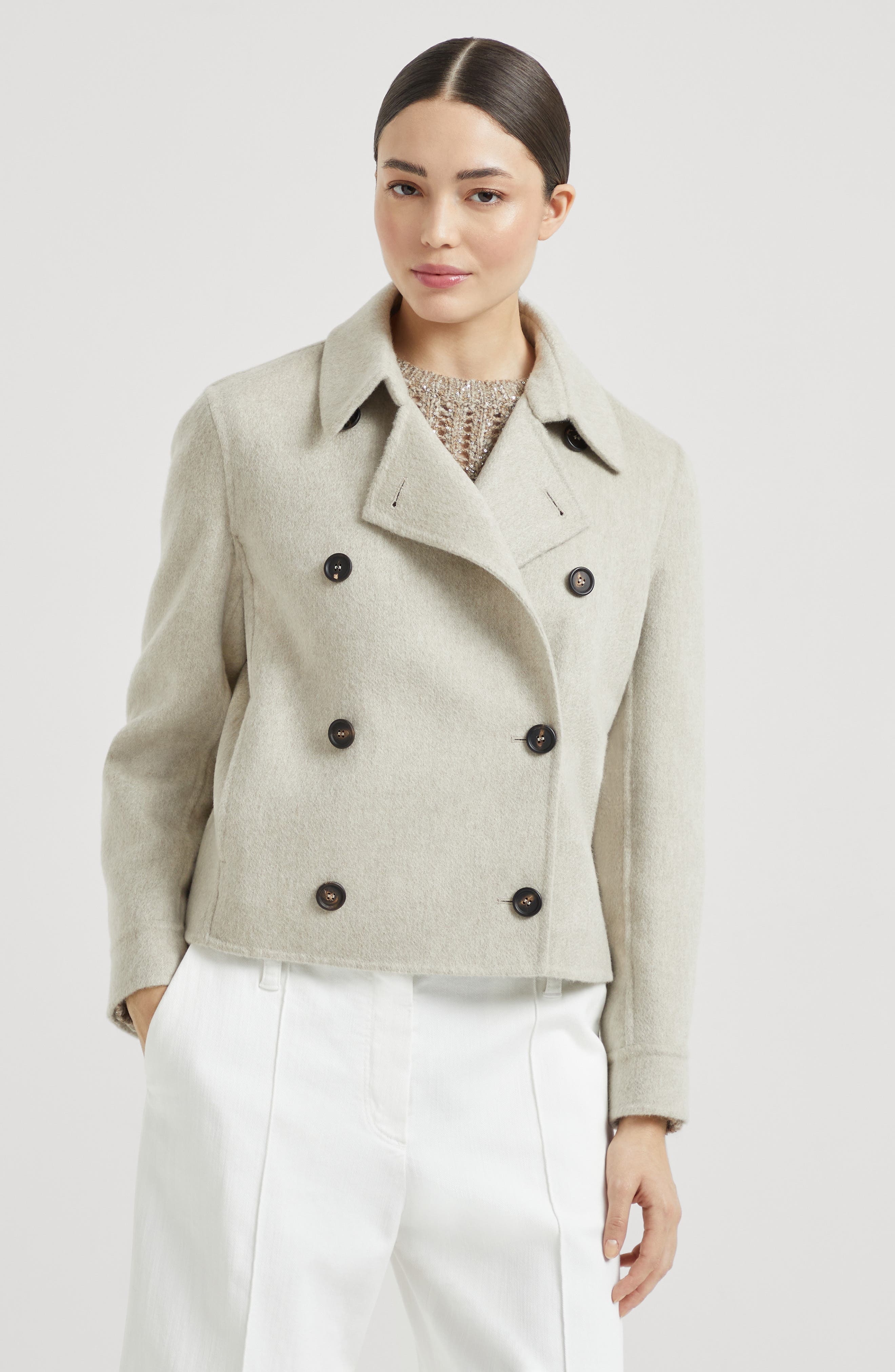 Brunello Cucinelli Hand-finished Caban jacket in Cool Beige at Nordstrom - 2