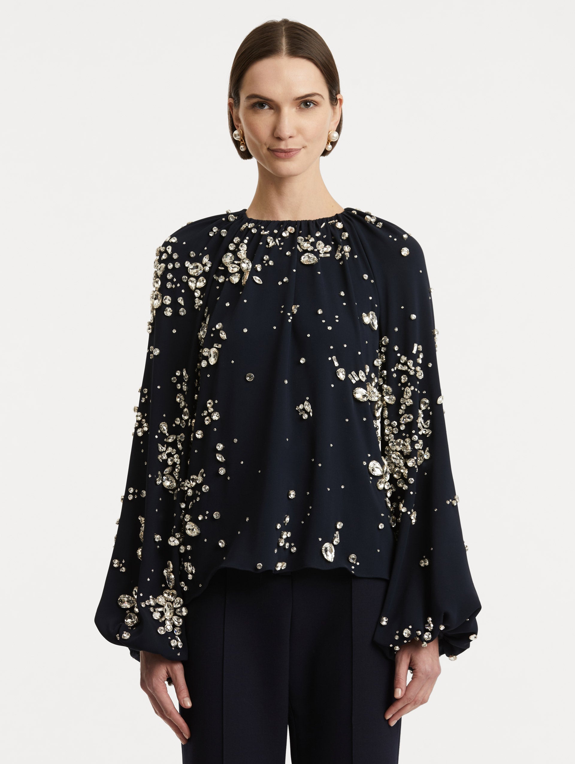 CRYSTAL CLUSTER EMBROIDERED BLOUSE - 2