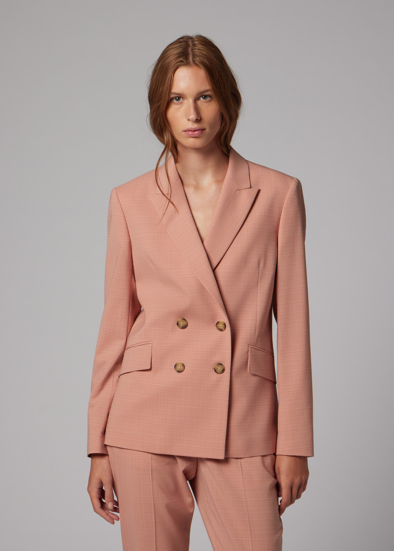 Women's Pink Cotton-Blend Double Breasted Two-Piece Suit 6
