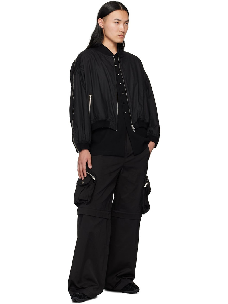 FFFPOSTALSERVICE Black Waxed Cotton Zip MA-1 Bomber Jacket outlook