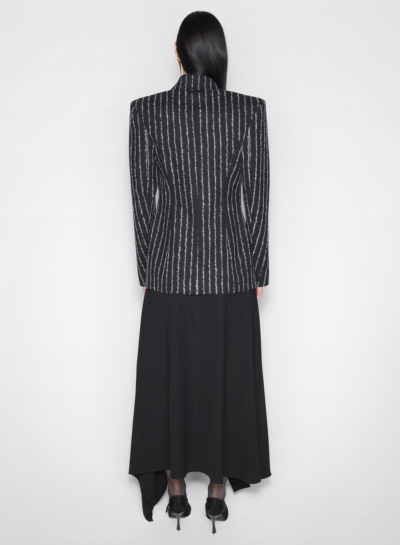 pinstripe wool pierced tailored jacket - 4