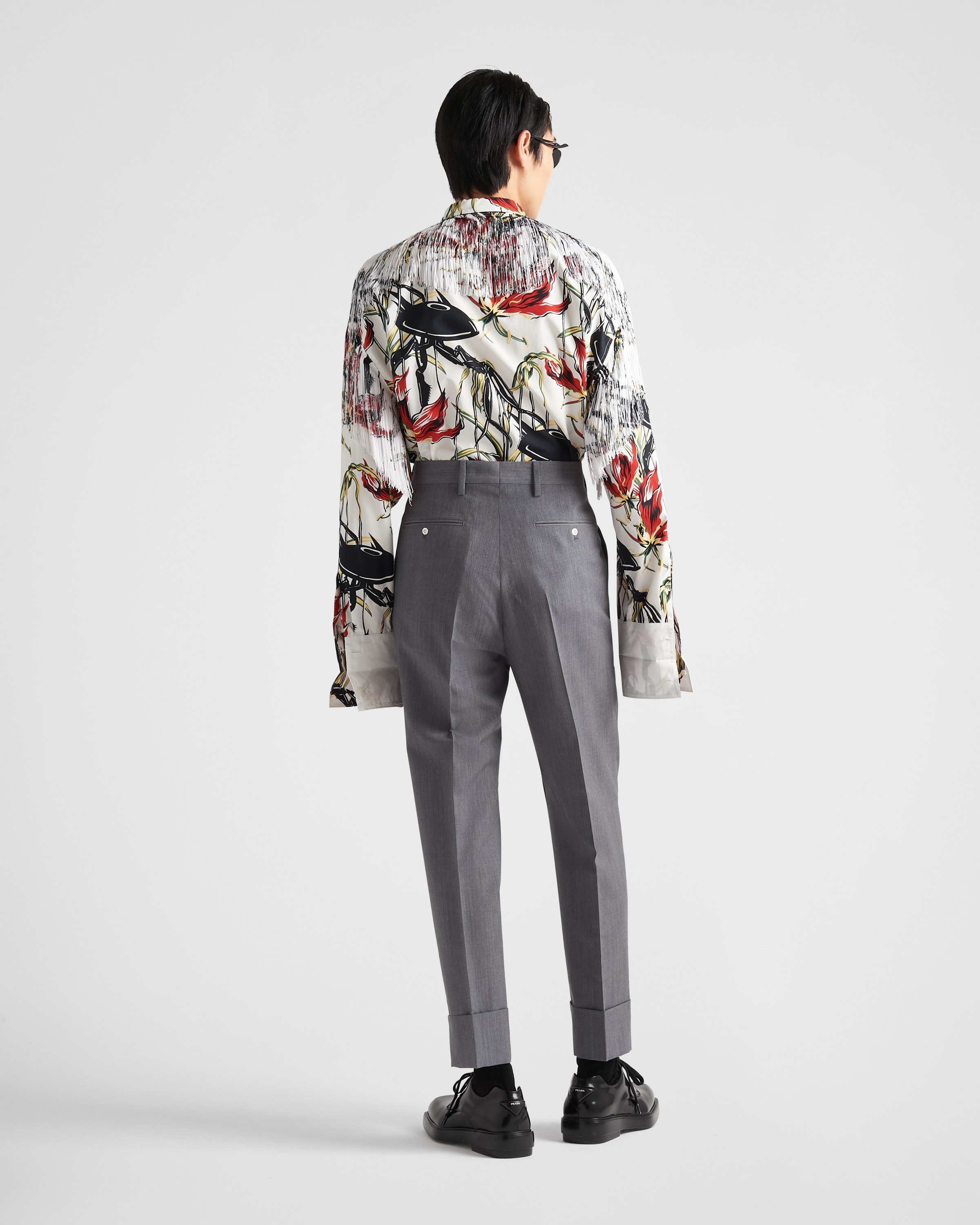 PRADA wool × mohair slacks Black Mohair wool trousers | PRADA