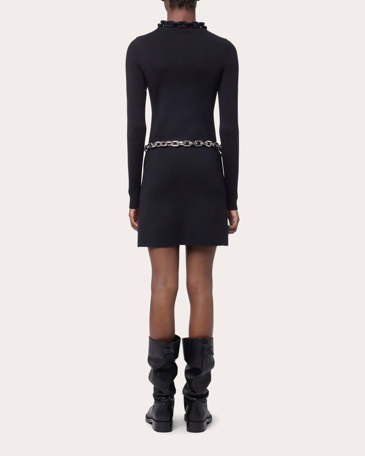Chain Collar Knit Mini Dress - 2