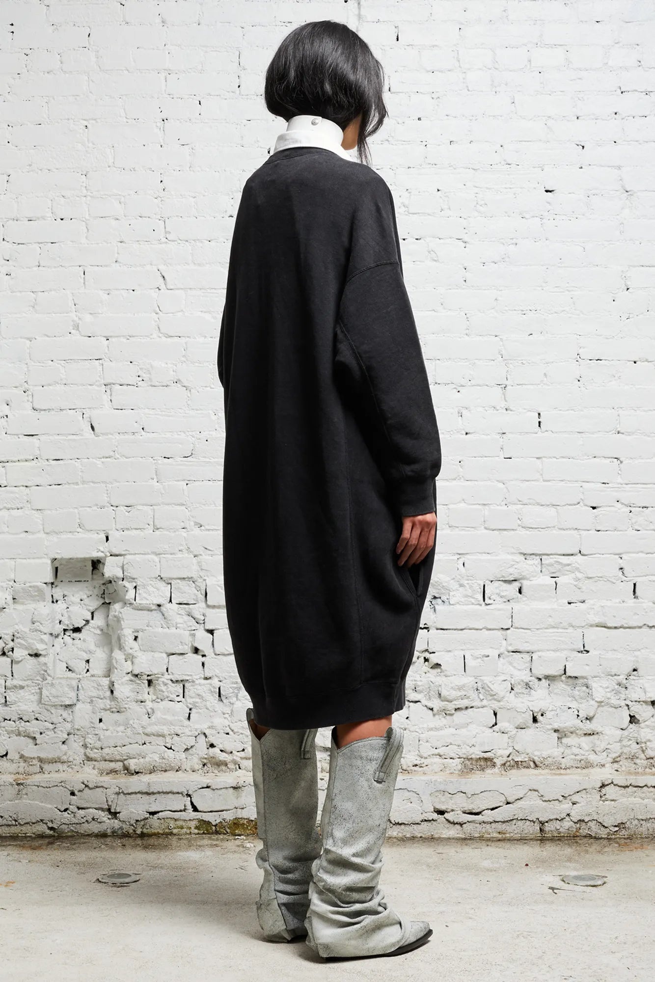 GRUNGE SWEATSHIRT DRESS - ACID BLACK - 3