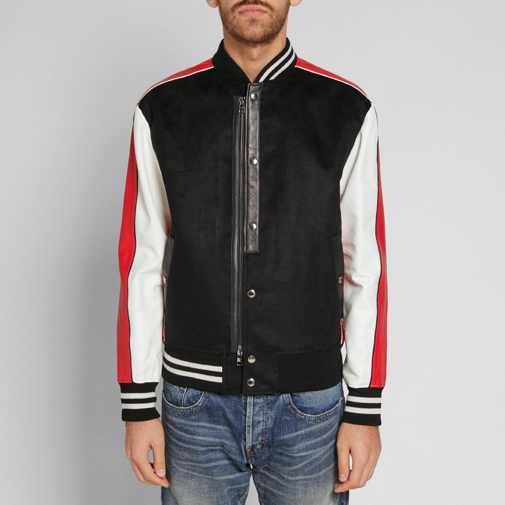 Alexander McQueen Leather Sleeve Varsity Jacket - 7