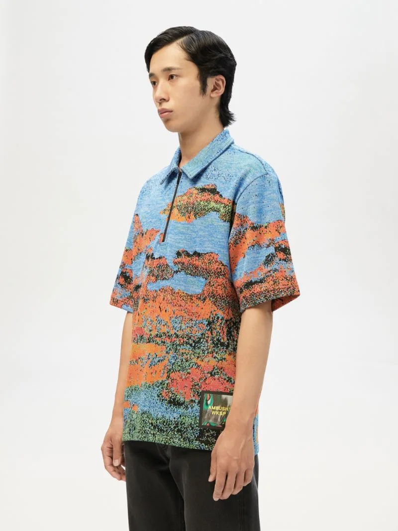 JACQUARD HALF ZIP POLO - 4