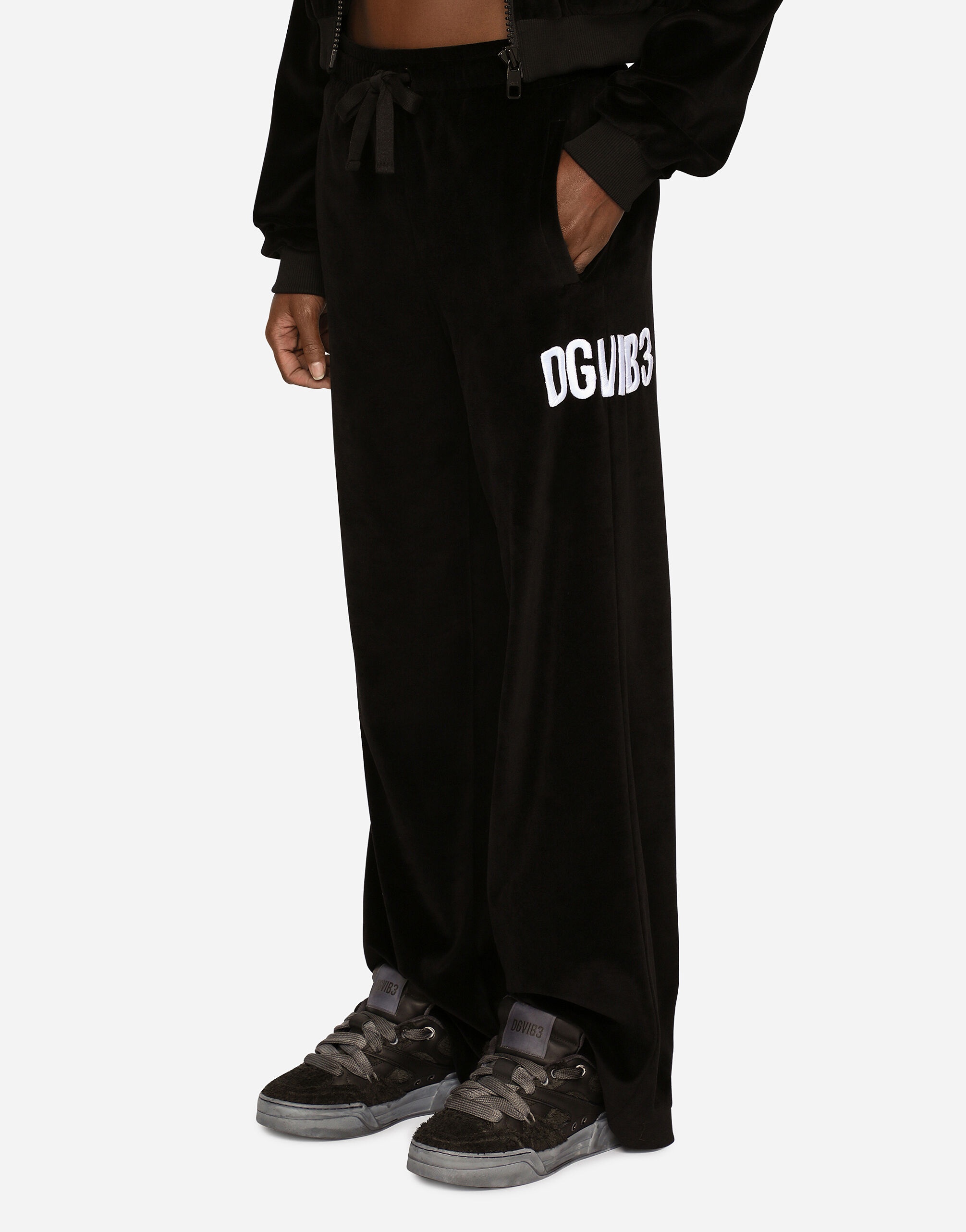Cotton chenille jogging pants with DGVIB3 embroidery - 6
