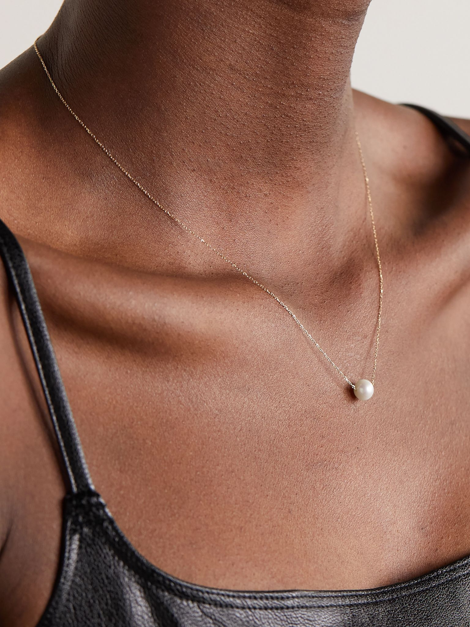 14-karat gold pearl necklace Gold - 2