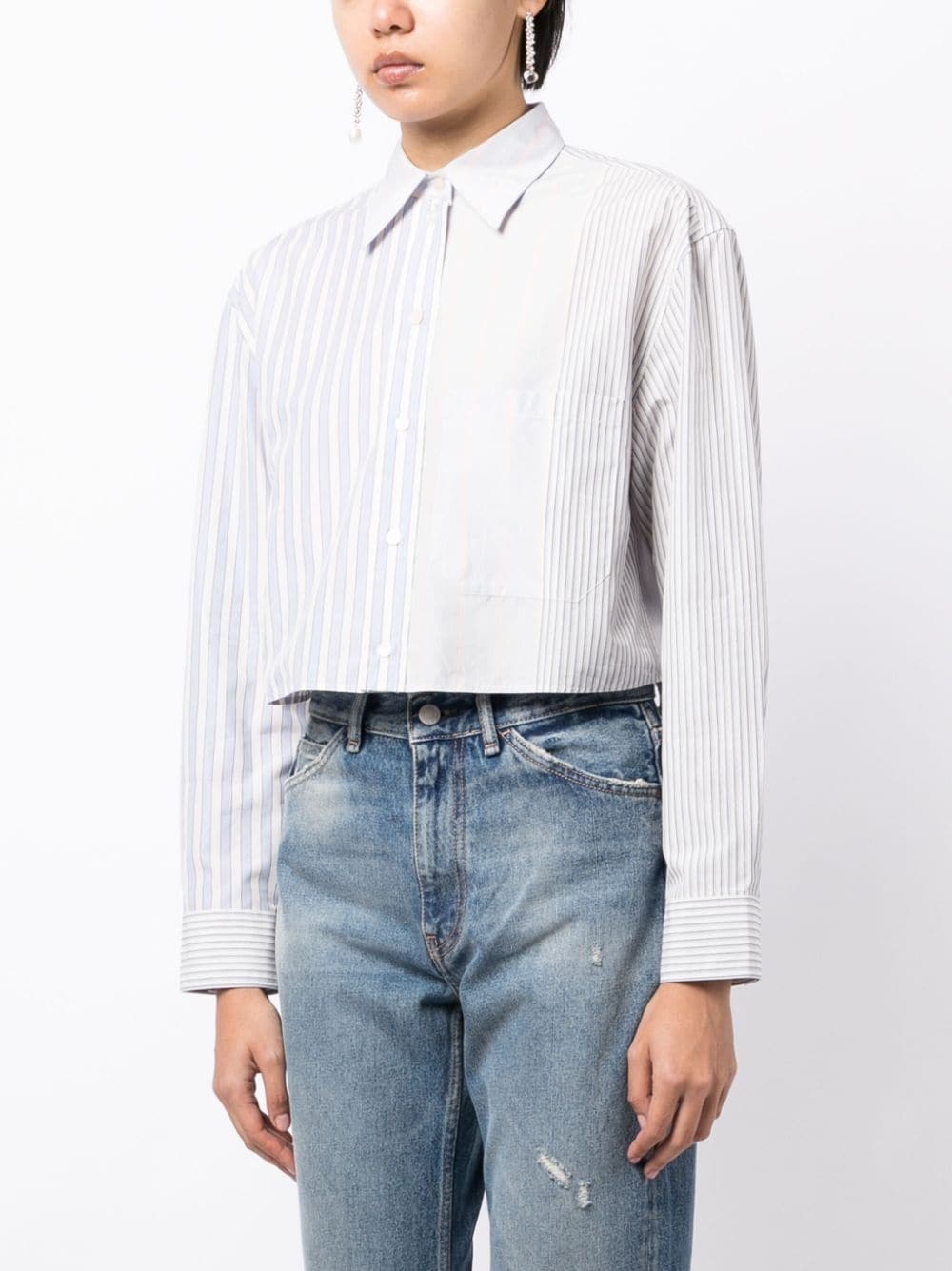 striped cropped shirt - 3