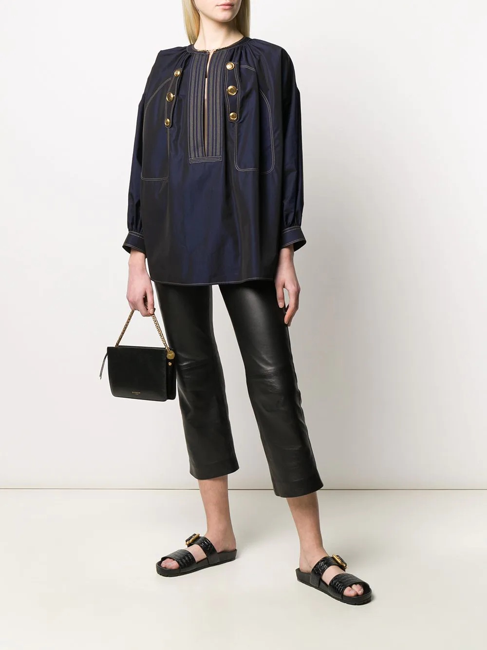 embossed buttons blouse - 2