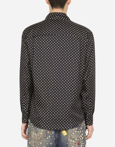 Dolce & Gabbana Oversize silk shirt with polka-dot print outlook