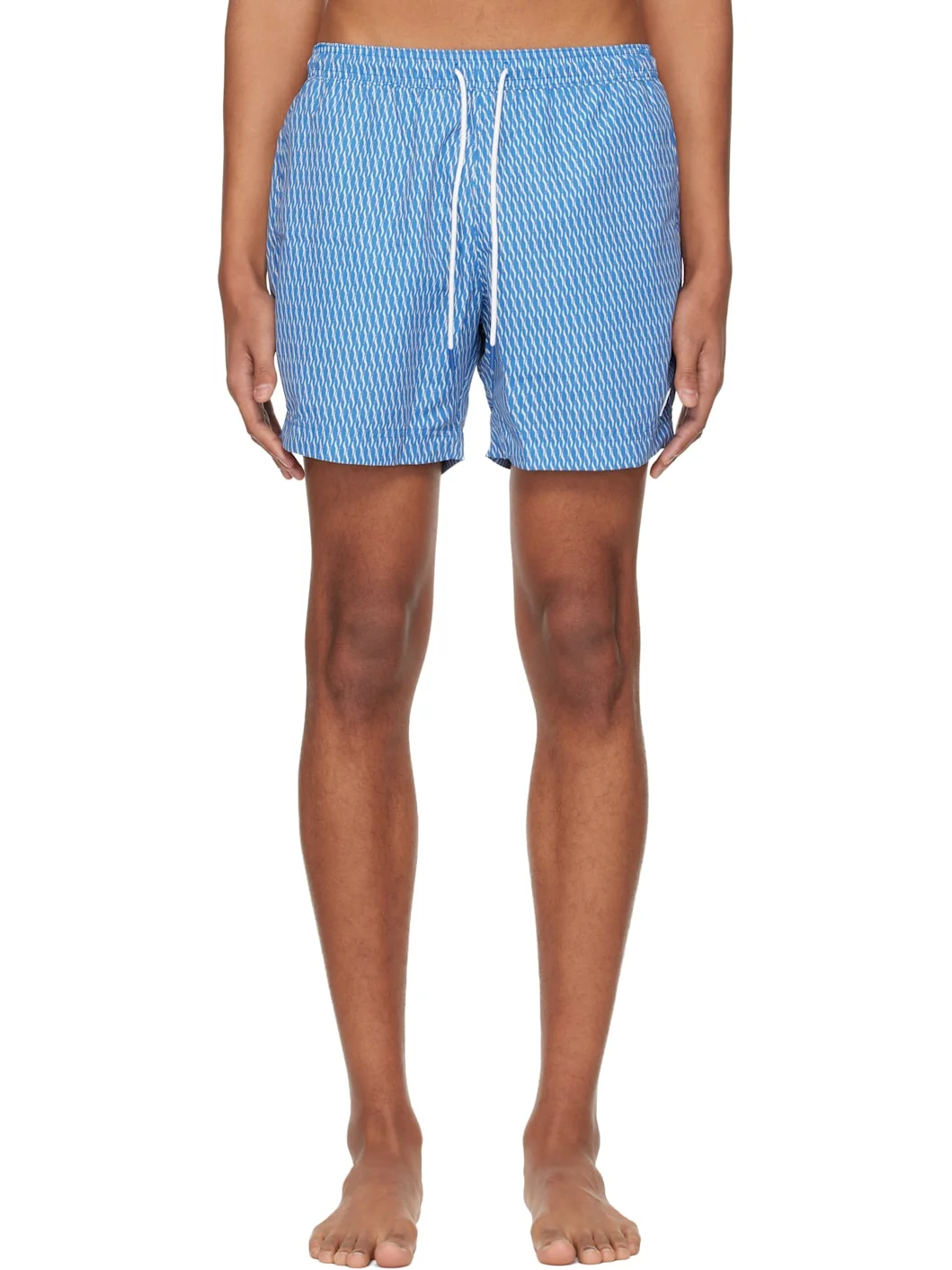 Blue Micro-Print Swim Shorts - 1