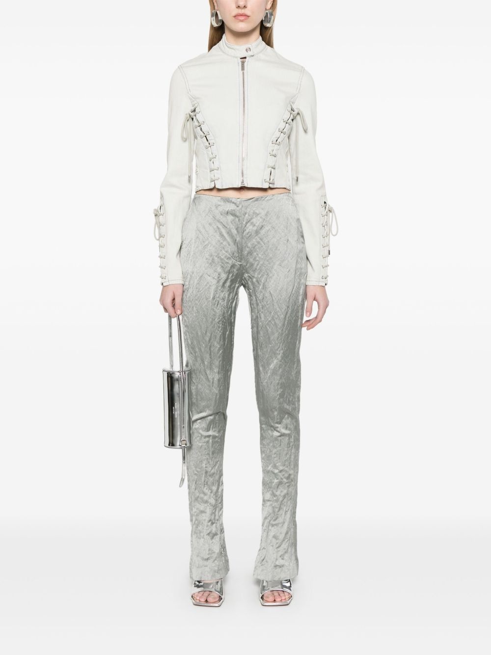 eyelet-detail denim jacket - 2