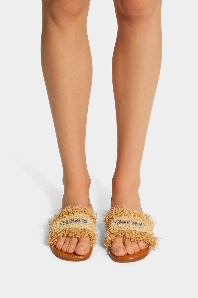 SUMMER LOVERS RAFFIA SLIDES - 6