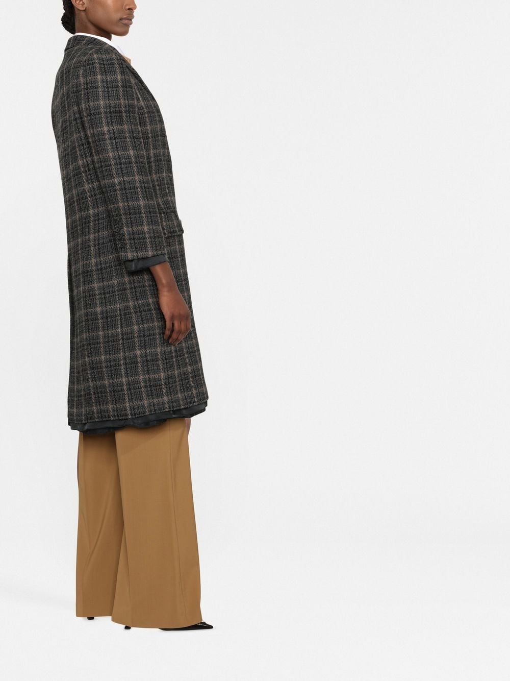 double-breasted plaid coat - 3